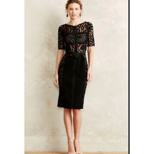 Byron Lars Carissima Anthropologie Black Lace Sheath Dress Sz 4 Whimsygoth